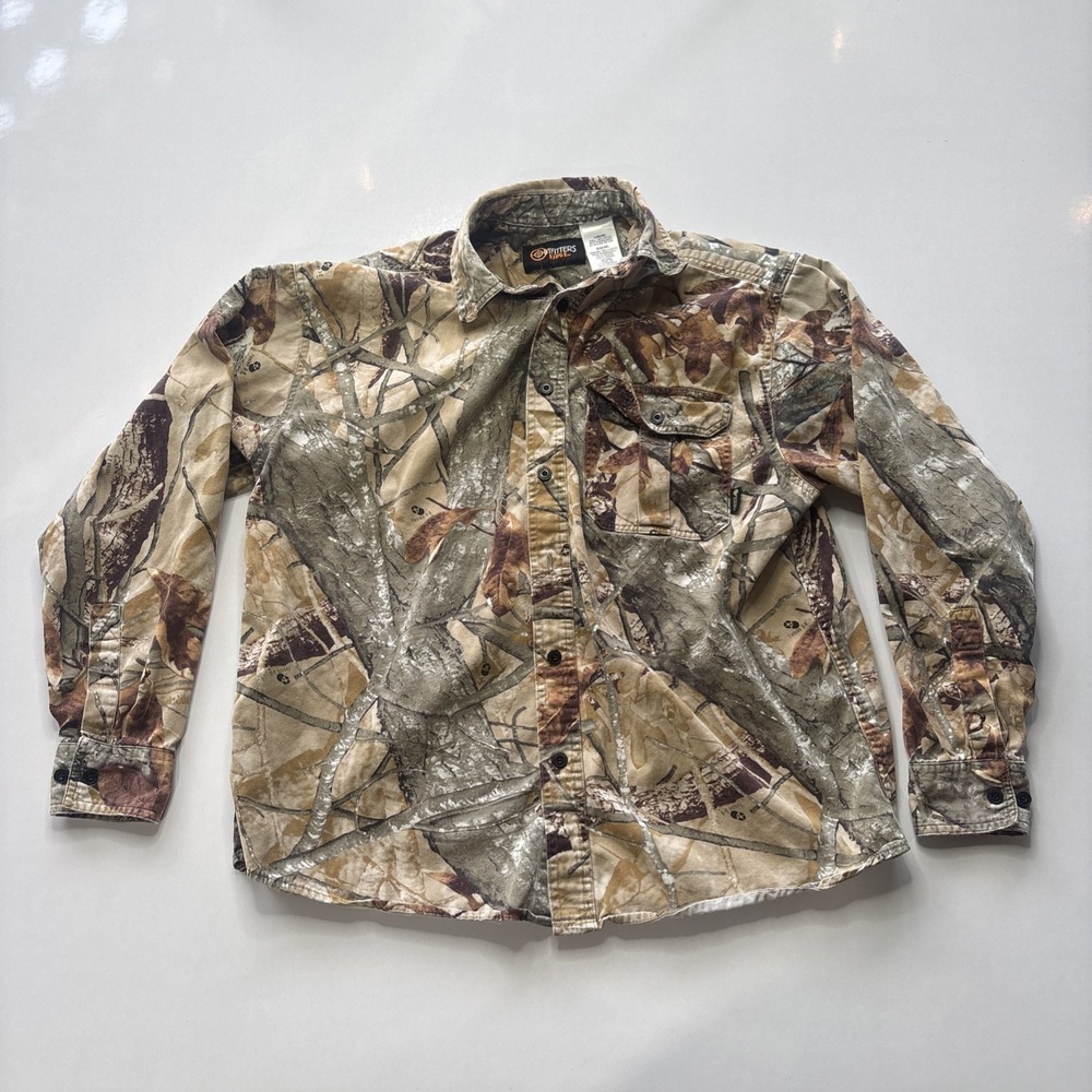 Outfitters Ridge Shirt Mens L Camouflage Long Sleeve Button Front Hunting